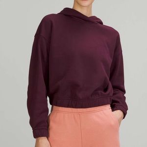 Lululemon Relaxed Cropped Hoodie Cassis Maroon Burgundy Size 4 French Terry